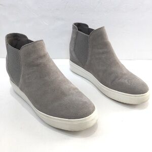 Steve Madden Sultan Gray Suede Leather slip on Chelsea platform Wedge Sneakers